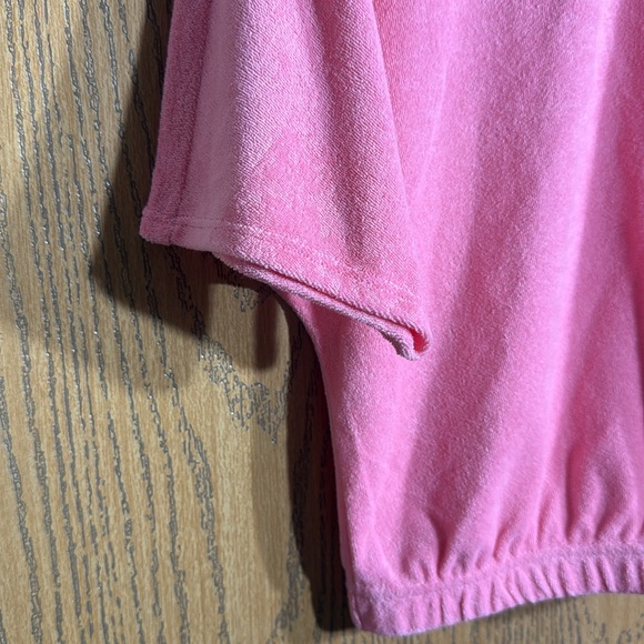NEW Juicy Couture Pink Terry Cloth Short Dolman Sleeve Crop Top Size XL - Picture 9 of 13